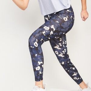 OLD NAVY ACTIVE FLORAL POWERPRESS HIGH WAISTED 7/8 LEGGINGS GO-DRY SIZE XL NEW
